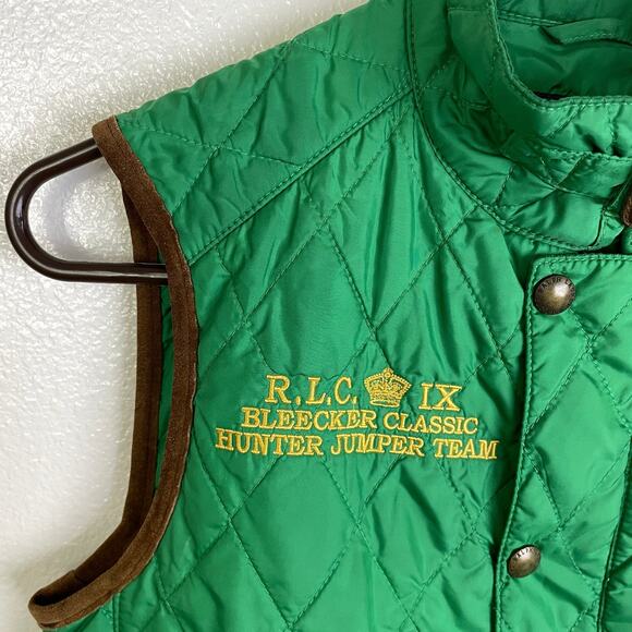 Ralph Lauren Bleeker Vest Jacket Womens Small Green Full Zip Outdoor Embroidered - Picture 3 of 8